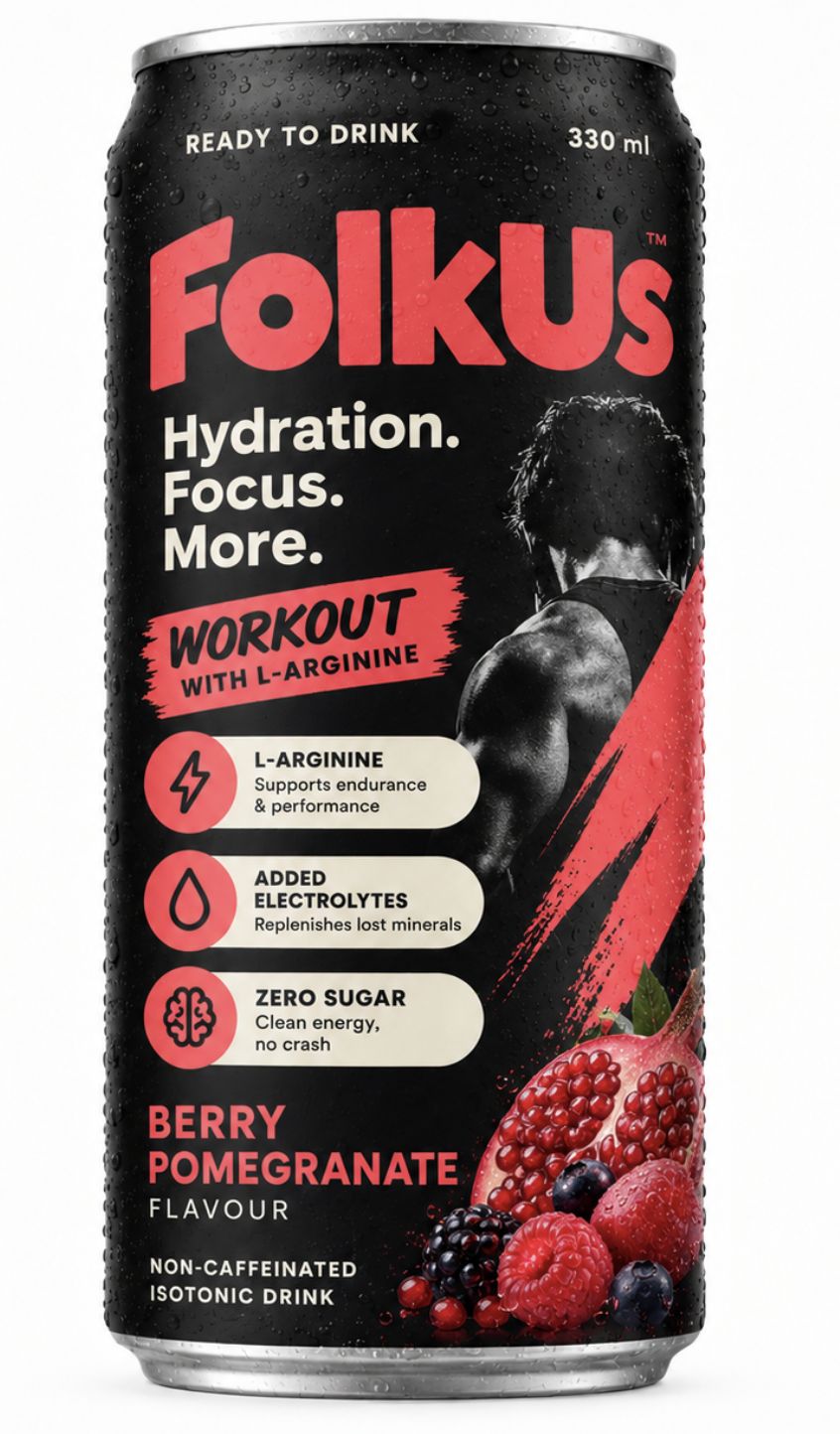 FolkUs Berry Pomegranate workout drink can